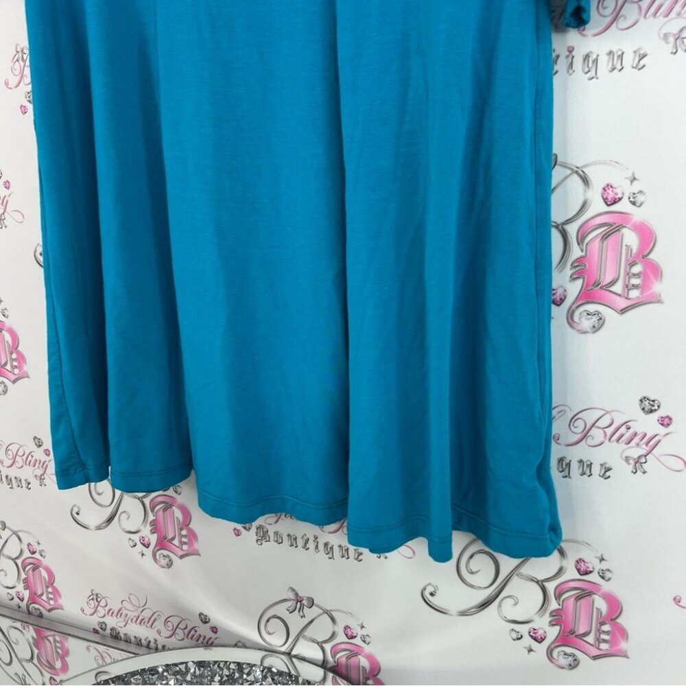 Freebird top peplum long sleeve long style shirt Vibrant Blue Top - Picture 4 of 9